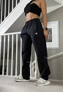 Adidas pantaloni da pista neri vita alta jogger abbigliamento da palestra vestibilità regolare taglia M unisex - Foto 1 di 4