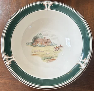PURSUIT Serving Bowl 9.25" Keltcraft Vintage Noritake Ireland Game Hunt Green - Picture 1 of 4