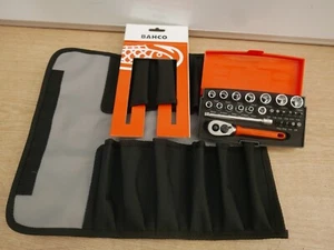 Bahco SL25 25pc 1/4" square drive socket set + screwdriver bits + 4750 tool roll - Picture 1 of 4