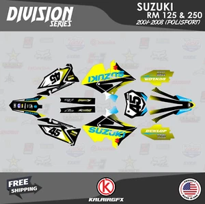 Graphics Kit for SUZUKI RM125 250 2001-08 POLISPORT RESTYLE DIVISION-yellow - Picture 1 of 6
