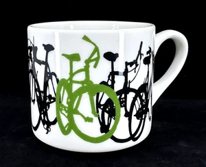 NUEVO 14 OZ PECES EDDY artista TALIAH LEMPERT verde y negro BICICLETA bicicleta taza de café - Imagen 1 de 6