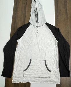 BKE Buckle Mens Size XL White Black Hoodie Sweatshirt Lightweight Henley Button - Picture 1 of 10