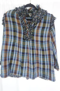 Ivy Jane kariert Rüschen und Stecken ausgefranst marineblau Small Western Damen - Bild 1 von 9