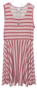 Neu mit Etikett LuLaRoe 2XL rosa rosa & weiß Streifen Nikki Strick ärmelloses Kleid mit Taschen - Bild 1 von 9