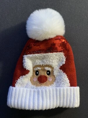 Gorro de invierno de vacaciones de Navidad de Santa con lentejuelas rojas para niños pequeños talla única  Foto 1 de 2