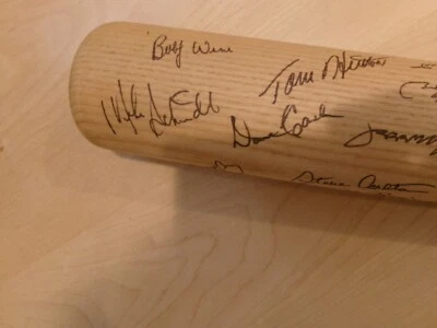 1977 Mike Schmidt signed game bat  Steve Cartlton signed game bat Tug McGraw bat - Image 1 of 4