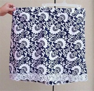 Talbots Woman navy white eyelet lace skirt plus size 22w 2x SUMMER WASHABL lined - Picture 1 of 10