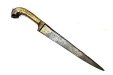 Pesh-Kabz Dagger Knife Damascus Steel Blade Pure Gold Koftgari Inlay Work H852