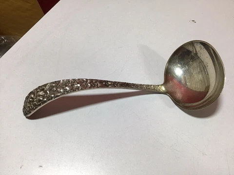 6 3/8" SOLID STERLING GRAVY LADLE STIEFF "ROSE" 2.3 Oz Cover