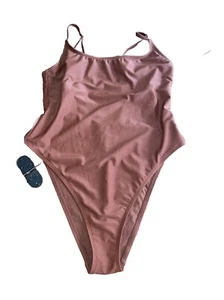Wild Fable Pink Extra High Leg Extra Cheeky One Piece Swimsuit Size Medium Brown - Picture 1 of 8