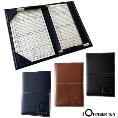 FINGER TEN Golf Scorecard Holder Leather Yardage Book Cover Sunfish With 2 Pcs Score Sheets