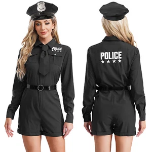 Women's Sexy Police Officer Costume Cop Uniform Dress Outfits Cosplay Halloween - Picture 1 of 22