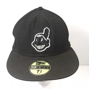Cleveland Indians Chief Wahoo Mütze Kappe schwarz New Era 59Fifty nicht verstellbar 7 3/8 gebraucht - Bild 1 von 19