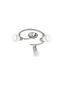 Modern Nickel 3 Light Spot Ceiling Fixture White Glass GL1455 - Picture 1 of 3