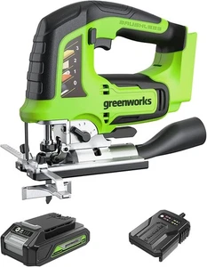 Greenworks Cordless Jig Saw 25.4 Mm Battery Charger JSD401 3000SPM Household Use - Picture 1 of 9