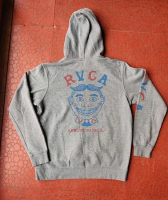 RVCA Hoodie M Asbury Park NJ Tillie Pullover Gray Amusement Park Double Sided - Image 1 of 4