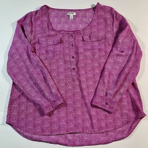 Old Navy Womens Size Large Purple Blouse adjustable Sleeve Silky Style Sheer - Picture 1 of 12