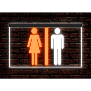 Dual Color Two Tone illuminated Neon Sign Toilet Restroom Restaurant Cafe Bar - Picture 1 of 25