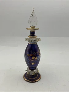 Hand Blown Egyptian Glass Perfume Bottle. With Stopper (SN) - Picture 1 of 24