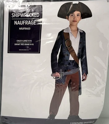 Shipwrecked Pirate Halloween Costume Child Kids Size XL 14-16 - Image 1 of 4