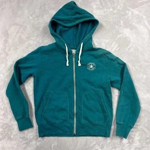 Converse All Star Men’s M Full Zip Hoodie Teal Blue Logo Sweatshirt - Picture 1 of 8
