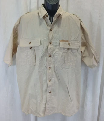 Michael Austin Button Up Shirt Men's Size XL Cream Rugged Wear Short Sleeve - Image 1 of 4