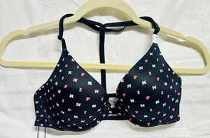 Victoria’s Secret BH - 34B, schwarz mit rosa Muster - Bild 1 von 6
