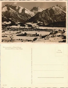 Ansichtskarte Oberstdorf (Allgäu) Panorama-Ansicht Blick gegen Alpen 1930 - Bild 1 von 3