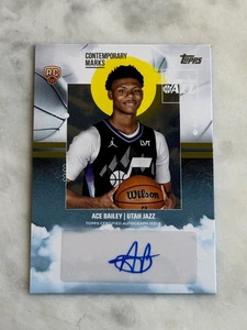 2025-26 Topps NBA Ace Bailey #CM-AB Contemporary Marks RC Auto Utah Jazz - Picture 1 of 2