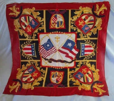 Talbots Square Patriotic Scarf 100% Cotton 30" x 30" - Image 1 of 4