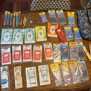 Konvolut 28 neue Rundstricknadeln 18 Haken Vintage 11 Sets Nadeln Tasche - Bild 1 von 16