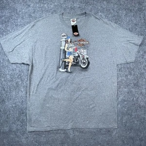 Harley Davidson Shirt 2XL Grey Pin-Up Girl Gas Pump Antelope Valley California - Picture 1 of 8