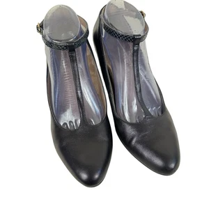 Aerosoles North Star schwarze hochhackige Leder-Pumps geschlossene Zehe Knöchelriemen Größe 10 - Bild 1 von 9