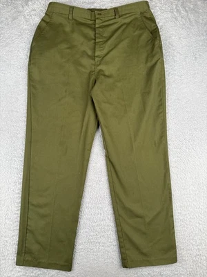 VINTAGE Boy Scouts Pants Adult 36 Green Elastic Waist Cotton Blend Twill 36x35 - Image 1 of 4