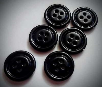 7/8" 4-Hole Black Heavy Craft/Clothing Buttons - Image 1 of 4