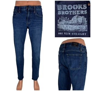 Jeans Brooks Brothers uomo 31 x 31 (effettivo) blu denim 901 slim cotone dritto - Foto 1 di 12