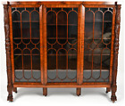 Antique American Empire Style Mahogany Triple Glass-Front Bookcase