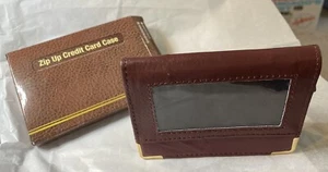 Unisex Burgundy Zip Up & Around Credit Card Case New with Box - Picture 1 of 5