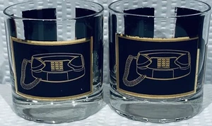 Lot Of 2 ~ MCM Evolution Of Telephone Lowball Glasses ~ EC! - Picture 1 of 5