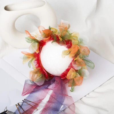 Recién Nacido Estudio Sesión Fotografía Accesorios Bebé Niña Flor Sombrero Gorra Tocado Floral Foto 1 de 4