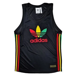 adidas Originals Chile 20 Tank Top Vintage Herren Shirt Rasta Jamaika 62 Schwarz - Picture 1 of 5