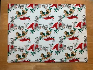 2er Set 11"X15" Wende Winter Katze Hund Stoff Tischsets mit Watteschicht - Bild 1 von 2