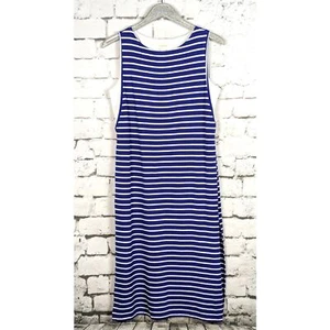 CHICO'S Striped Double-Layered Stretch Jersey Knit Dress Beachy Nautical M/8 NWT - Picture 1 of 7