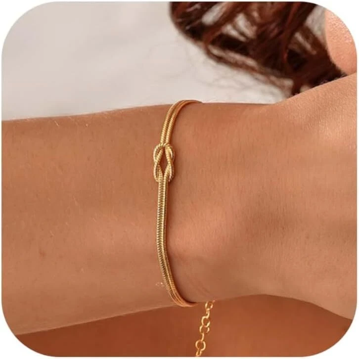 Pulseiras femininas Love Knot pulseira delicada corrente de cobra pulseira infinita - Imagem 1 de 1