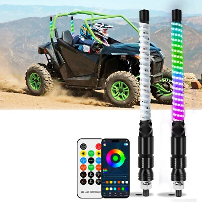 1FT COB Spiral LED Whip Light Antenna Chase Dance For Arctic Cat Wildcat 650 700 - Image 1 of 4
