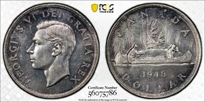 1948 CANADA SILVER DOLLAR PCGS MS62 KEY DATE NICE COIN - Picture 1 of 4