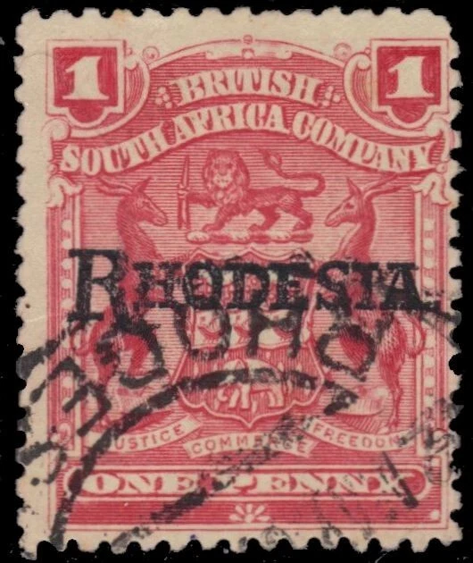 RHODESIA 83 (SG101) - Escudo de armas embalaje original "1909 Carmine Rose" (pa92641) Foto 1 de 1