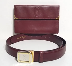 Seltene Must de Cartier Paris Burgund Bauchtasche / Gürteltasche mit Gürtel ☆Neu/Unbenutzt - Bild 1 von 12