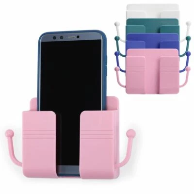 Wall Mounted Mobile Phone Holder Charging Stand Rack Shelf Self Adhesive Bracket - Image 1 of 4