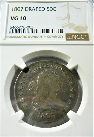 1807 Silver Draped Bust Half Dollar NGC VG 10 Cover